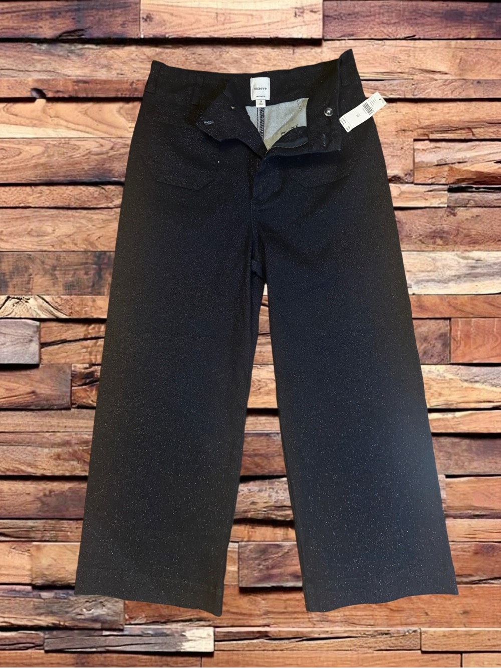NWT Anthropologie Maeve Colette Sparkle High-Rise Wide-Leg Cropped Jeans - Picture 3 of 5